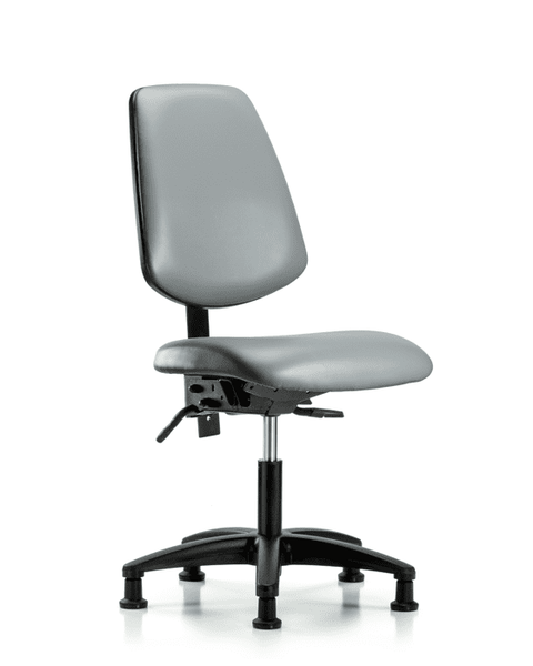 Vinyl Chair - Desk Height with Medium Back & Stationary Glides in Sterling Supernova Vinyl - VDHCH-MB-RG-T0-A0-RG-8840