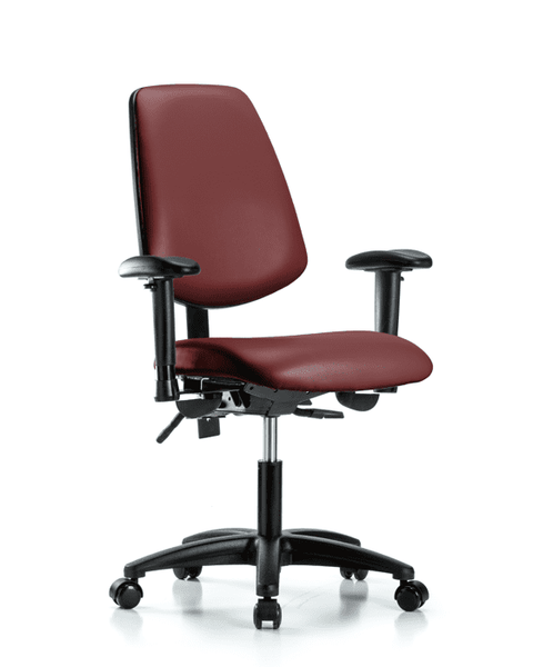 Vinyl Chair - Desk Height with Medium Back, Adjustable Arms, & Casters in Borscht Supernova Vinyl - VDHCH-MB-RG-T0-A1-RC-8815