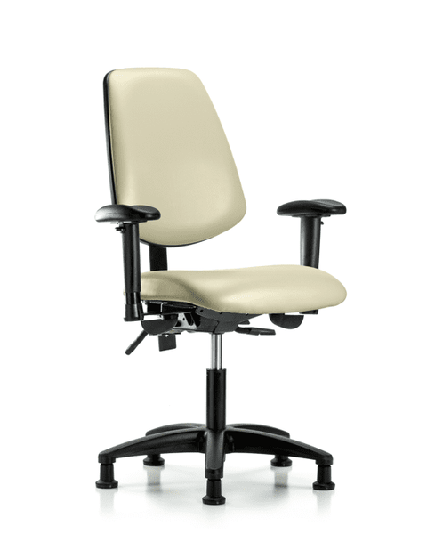 Vinyl Chair - Desk Height with Medium Back, Adjustable Arms, & Stationary Glides in Adobe White Trailblazer Vinyl - VDHCH-MB-RG-T0-A1-RG-8501