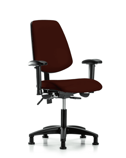 Vinyl Chair - Desk Height with Medium Back, Adjustable Arms, & Stationary Glides in Burgundy Trailblazer Vinyl - VDHCH-MB-RG-T0-A1-RG-8569