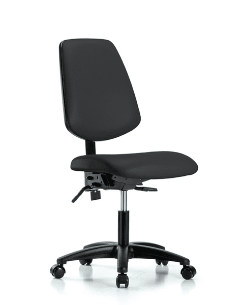 Vinyl Chair - Desk Height with Medium Back, Seat Tilt, & Casters in Black Trailblazer Vinyl - VDHCH-MB-RG-T1-A0-RC-8540