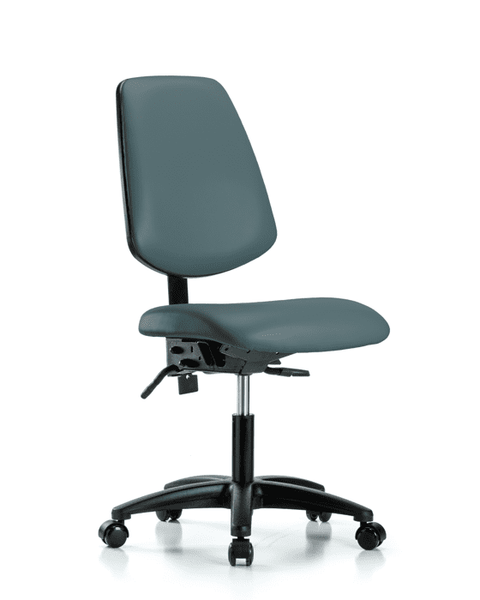 Vinyl Chair - Desk Height with Medium Back, Seat Tilt, & Casters in Colonial Blue Trailblazer Vinyl - VDHCH-MB-RG-T1-A0-RC-8546