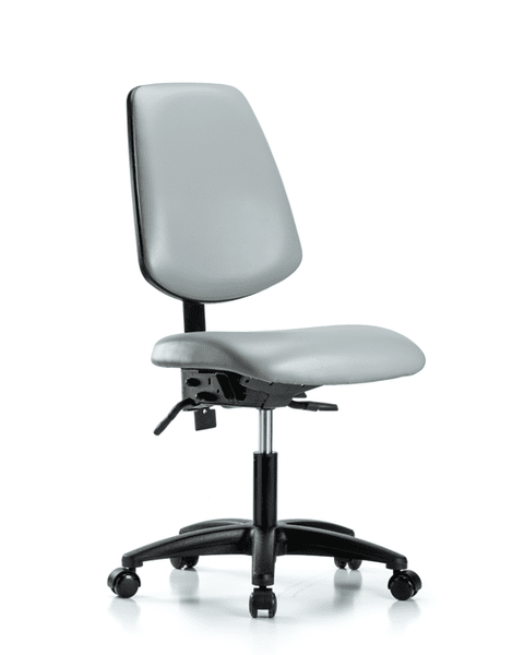 Vinyl Chair - Desk Height with Medium Back, Seat Tilt, & Casters in Dove Trailblazer Vinyl - VDHCH-MB-RG-T1-A0-RC-8567