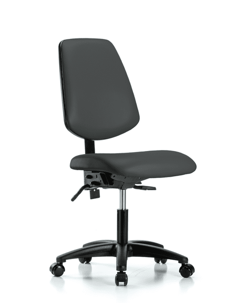 Vinyl Chair - Desk Height with Medium Back, Seat Tilt, & Casters in Charcoal Trailblazer Vinyl - VDHCH-MB-RG-T1-A0-RC-8605