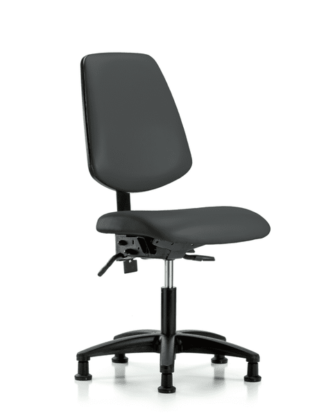 Vinyl Chair - Desk Height with Medium Back, Seat Tilt, & Stationary Glides in Charcoal Trailblazer Vinyl - VDHCH-MB-RG-T1-A0-RG-8605