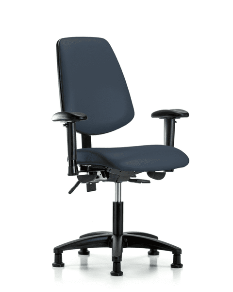 Vinyl Chair - Desk Height with Medium Back, Seat Tilt, Adjustable Arms, & Stationary Glides in Imperial Blue Trailblazer Vinyl - VDHCH-MB-RG-T1-A1-RG-8582