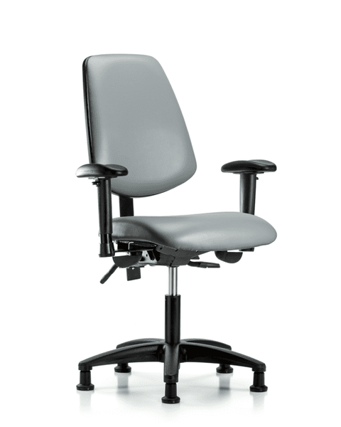 Vinyl Chair - Desk Height with Medium Back, Seat Tilt, Adjustable Arms, & Stationary Glides in Sterling Supernova Vinyl - VDHCH-MB-RG-T1-A1-RG-8840