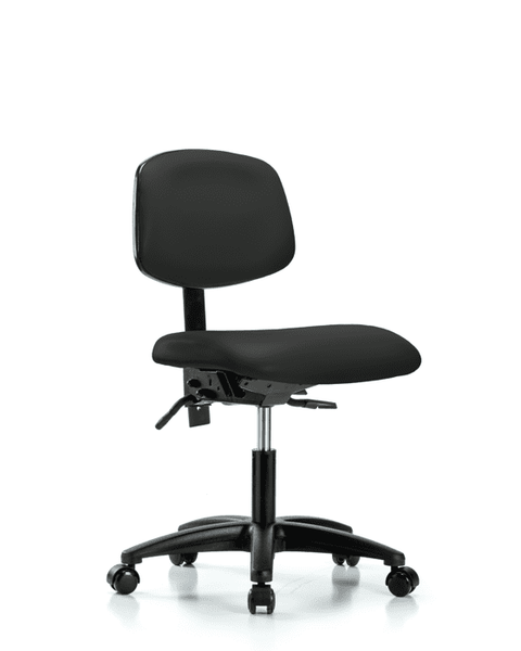 Vinyl Chair - Desk Height with Casters in Black Trailblazer Vinyl - VDHCH-RG-T0-A0-RC-8540