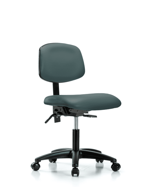 Vinyl Chair - Desk Height with Casters in Colonial Blue Trailblazer Vinyl - VDHCH-RG-T0-A0-RC-8546