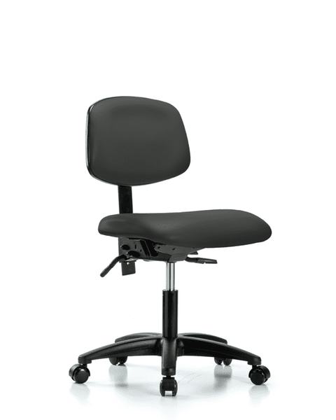 Vinyl Chair - Desk Height with Casters in Charcoal Trailblazer Vinyl - VDHCH-RG-T0-A0-RC-8605