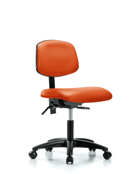 Vinyl Chair - Desk Height with Casters in Orange Kist Trailblazer Vinyl - VDHCH-RG-T0-A0-RC-8613
