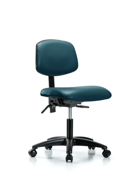 Vinyl Chair - Desk Height with Casters in Marine Blue Supernova Vinyl - VDHCH-RG-T0-A0-RC-8801