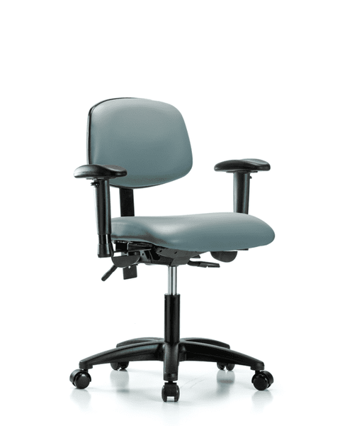 Vinyl Chair - Desk Height with Adjustable Arms & Casters in Storm Supernova Vinyl - VDHCH-RG-T0-A1-RC-8822
