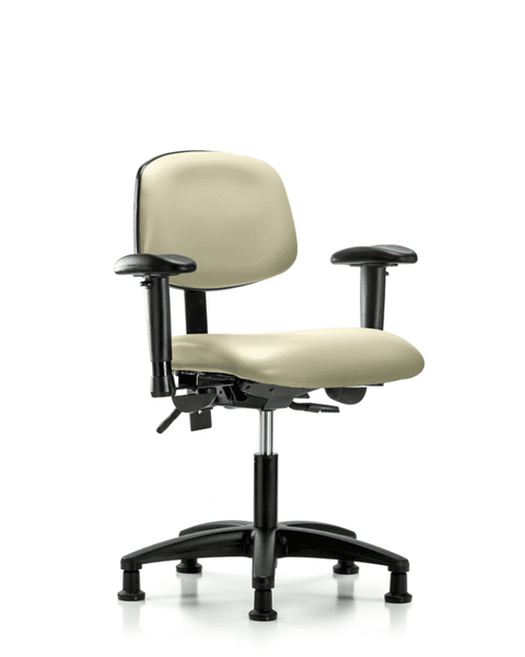 Vinyl Chair - Desk Height with Adjustable Arms & Stationary Glides in Adobe White Trailblazer Vinyl - VDHCH-RG-T0-A1-RG-8501