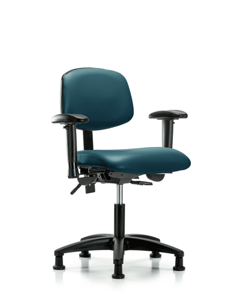 Vinyl Chair - Desk Height with Adjustable Arms & Stationary Glides in Marine Blue Supernova Vinyl - VDHCH-RG-T0-A1-RG-8801