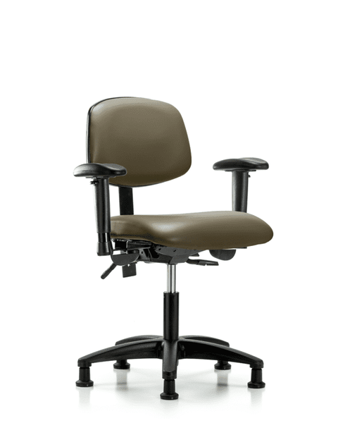 Vinyl Chair - Desk Height with Adjustable Arms & Stationary Glides in Taupe Supernova Vinyl - VDHCH-RG-T0-A1-RG-8809
