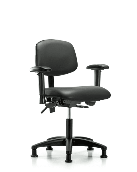 Vinyl Chair - Desk Height with Adjustable Arms & Stationary Glides in Carbon Supernova Vinyl - VDHCH-RG-T0-A1-RG-8823
