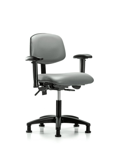 Vinyl Chair - Desk Height with Adjustable Arms & Stationary Glides in Sterling Supernova Vinyl - VDHCH-RG-T0-A1-RG-8840