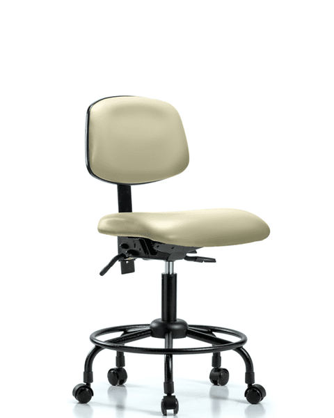 Vinyl Chair - Desk Height with Round Tube Base & Casters in Adobe White Trailblazer Vinyl - VDHCH-RT-T0-A0-RC-8501