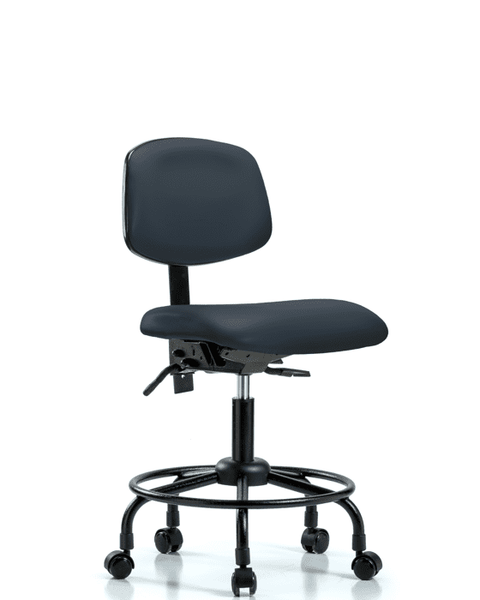 Vinyl Chair - Desk Height with Round Tube Base & Casters in Imperial Blue Trailblazer Vinyl - VDHCH-RT-T0-A0-RC-8582