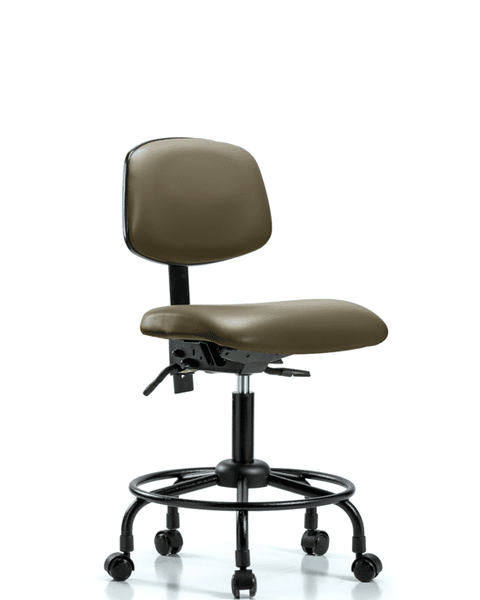 Vinyl Chair - Desk Height with Round Tube Base & Casters in Taupe Supernova Vinyl - VDHCH-RT-T0-A0-RC-8809