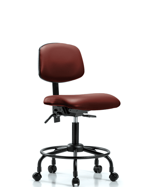 Vinyl Chair - Desk Height with Round Tube Base & Casters in Borscht Supernova Vinyl - VDHCH-RT-T0-A0-RC-8815