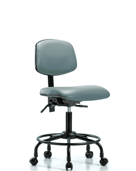 Vinyl Chair - Desk Height with Round Tube Base & Casters in Storm Supernova Vinyl - VDHCH-RT-T0-A0-RC-8822