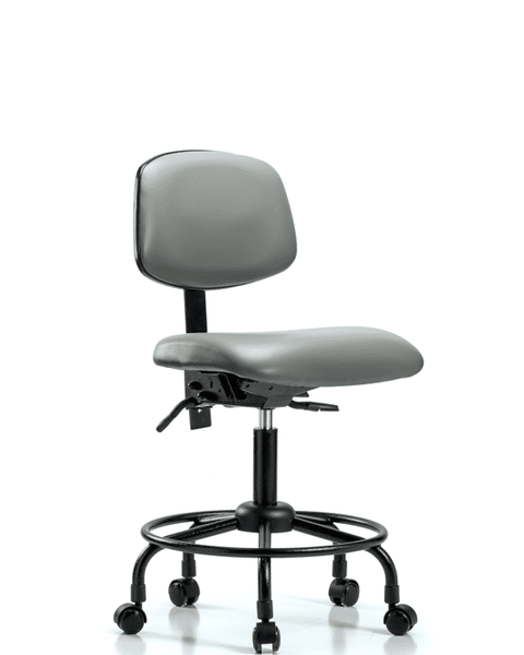 Vinyl Chair - Desk Height with Round Tube Base & Casters in Sterling Supernova Vinyl - VDHCH-RT-T0-A0-RC-8840