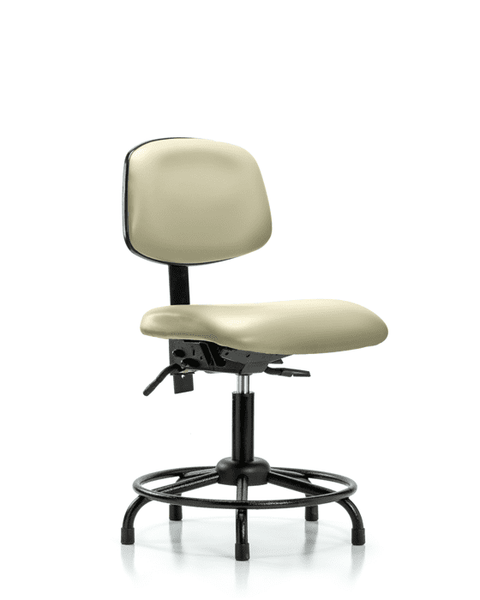 Vinyl Chair - Desk Height with Round Tube Base & Stationary Glides in Adobe White Trailblazer Vinyl - VDHCH-RT-T0-A0-RG-8501