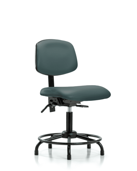 Vinyl Chair - Desk Height with Round Tube Base & Stationary Glides in Colonial Blue Trailblazer Vinyl - VDHCH-RT-T0-A0-RG-8546