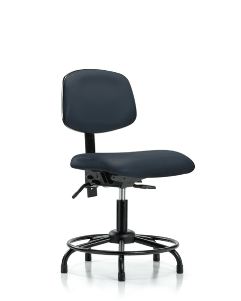 Vinyl Chair - Desk Height with Round Tube Base & Stationary Glides in Imperial Blue Trailblazer Vinyl - VDHCH-RT-T0-A0-RG-8582
