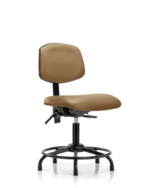 Vinyl Chair - Desk Height with Round Tube Base & Stationary Glides in Taupe Trailblazer Vinyl - VDHCH-RT-T0-A0-RG-8584