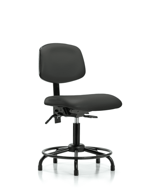 Vinyl Chair - Desk Height with Round Tube Base & Stationary Glides in Charcoal Trailblazer Vinyl - VDHCH-RT-T0-A0-RG-8605
