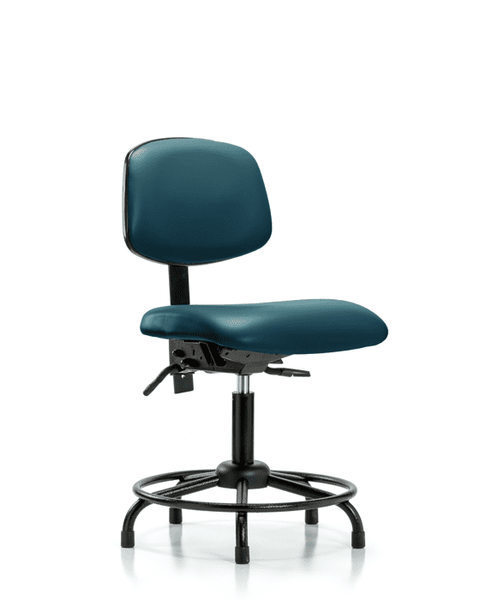 Vinyl Chair - Desk Height with Round Tube Base & Stationary Glides in Marine Blue Supernova Vinyl - VDHCH-RT-T0-A0-RG-8801