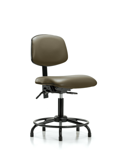 Vinyl Chair - Desk Height with Round Tube Base & Stationary Glides in Taupe Supernova Vinyl - VDHCH-RT-T0-A0-RG-8809