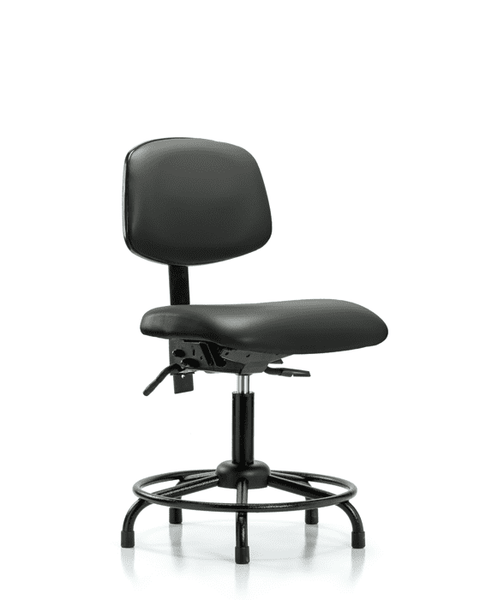 Vinyl Chair - Desk Height with Round Tube Base & Stationary Glides in Carbon Supernova Vinyl - VDHCH-RT-T0-A0-RG-8823