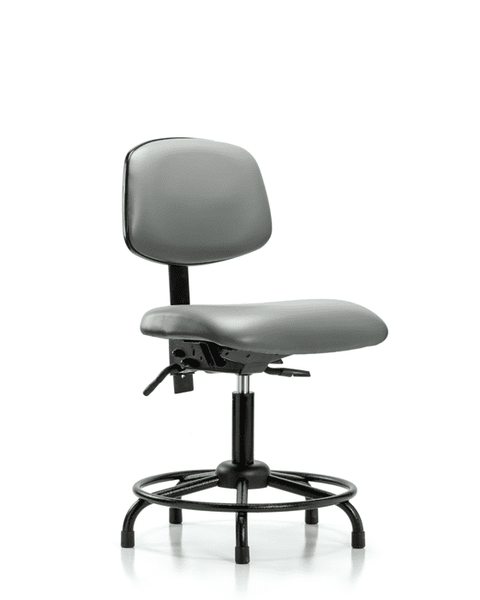 Vinyl Chair - Desk Height with Round Tube Base & Stationary Glides in Sterling Supernova Vinyl - VDHCH-RT-T0-A0-RG-8840
