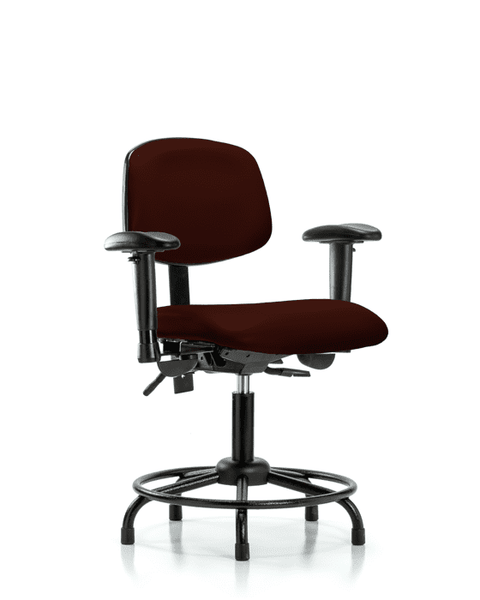 Vinyl Chair - Desk Height with Round Tube Base, Adjustable Arms, & Stationary Glides in Burgundy Trailblazer Vinyl - VDHCH-RT-T0-A1-RG-8569