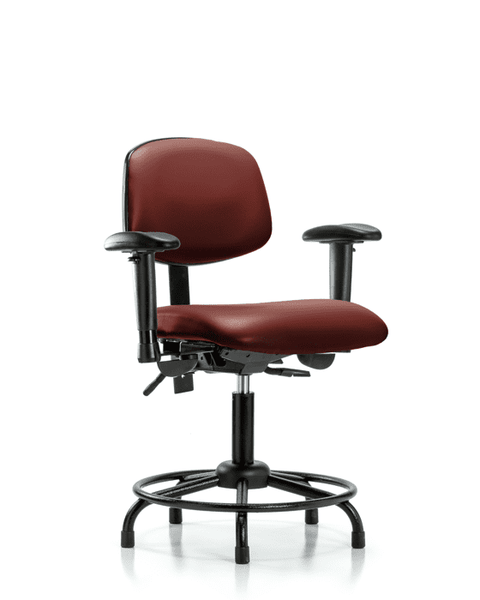 Vinyl Chair - Desk Height with Round Tube Base, Adjustable Arms, & Stationary Glides in Borscht Supernova Vinyl - VDHCH-RT-T0-A1-RG-8815