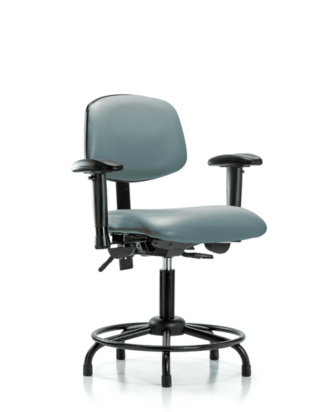 Vinyl Chair - Desk Height with Round Tube Base, Adjustable Arms, & Stationary Glides in Storm Supernova Vinyl - VDHCH-RT-T0-A1-RG-8822