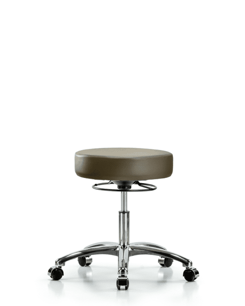 Vinyl Stool without Back Chrome - Desk Height with Casters in Marine Blue Supernova Vinyl - VDHSO-CR-CC-8809