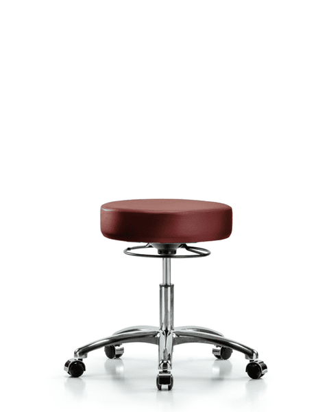 Vinyl Stool without Back Chrome - Desk Height with Casters in Taupe Supernova Vinyl - VDHSO-CR-CC-8815