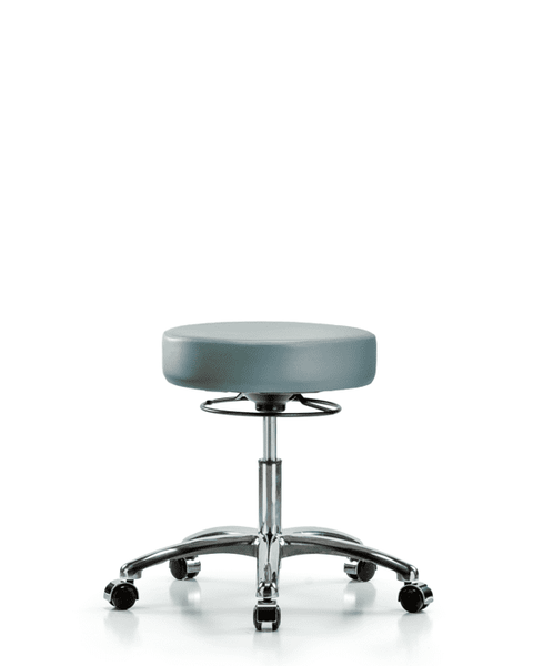 Vinyl Stool without Back Chrome - Desk Height with Casters in Storm Supernova Vinyl - VDHSO-CR-CC-8822