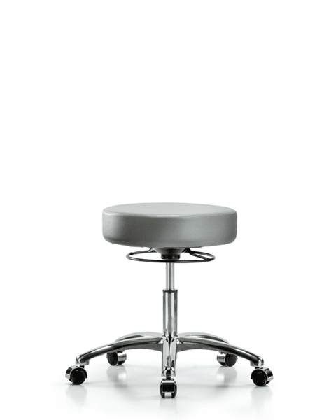 Vinyl Stool without Back Chrome - Desk Height with Casters in Sterling Supernova Vinyl - VDHSO-CR-CC-8840