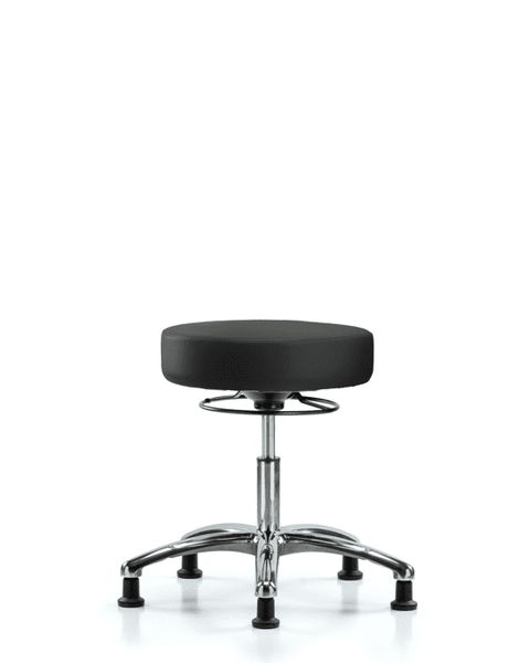 Vinyl Stool without Back Chrome - Desk Height with Stationary Glides in Black Trailblazer Vinyl - VDHSO-CR-RG-8540