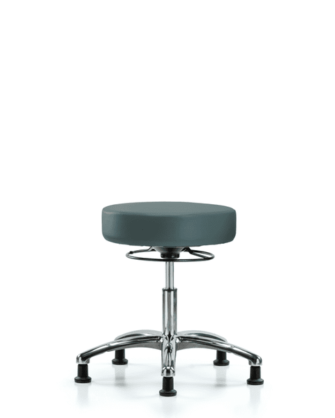 Vinyl Stool without Back Chrome - Desk Height with Stationary Glides in Colonial Blue Trailblazer Vinyl - VDHSO-CR-RG-8546