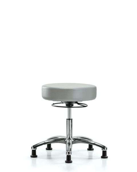 Vinyl Stool without Back Chrome - Desk Height with Stationary Glides in Dove Trailblazer Vinyl - VDHSO-CR-RG-8567