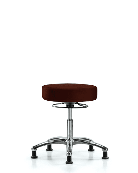 Vinyl Stool without Back Chrome - Desk Height with Stationary Glides in Burgundy Trailblazer Vinyl - VDHSO-CR-RG-8569