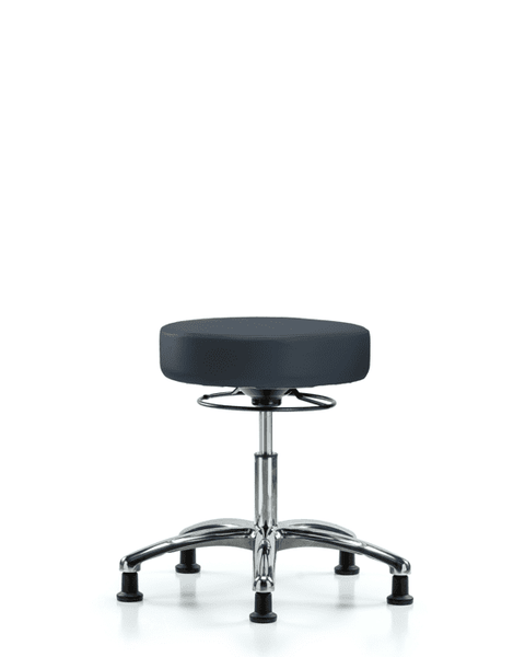 Vinyl Stool without Back Chrome - Desk Height with Stationary Glides in Imperial Blue Trailblazer Vinyl - VDHSO-CR-RG-8582