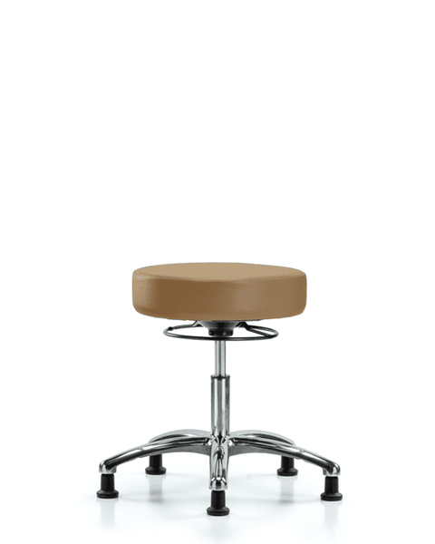 Vinyl Stool without Back Chrome - Desk Height with Stationary Glides in Taupe Trailblazer Vinyl - VDHSO-CR-RG-8584
